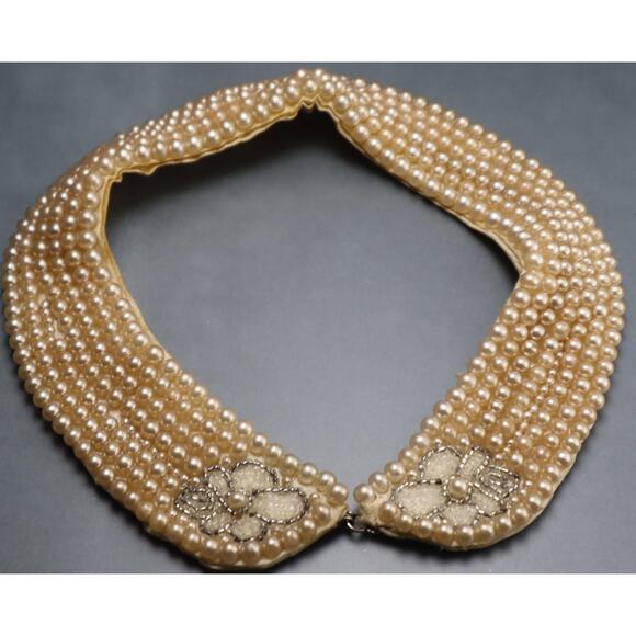 Vintage Glass Beaded Pearl Sweater Collar - Picture 4 of 5